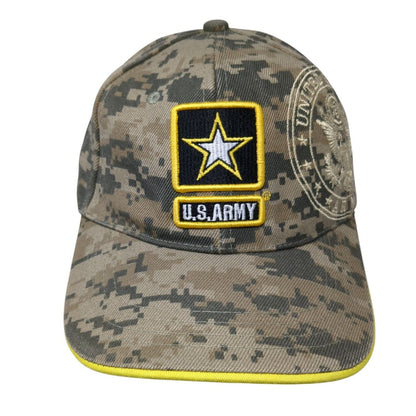 US Army Strapback Hat Camouflage One Size Adjustable Embroidered Patriotic
