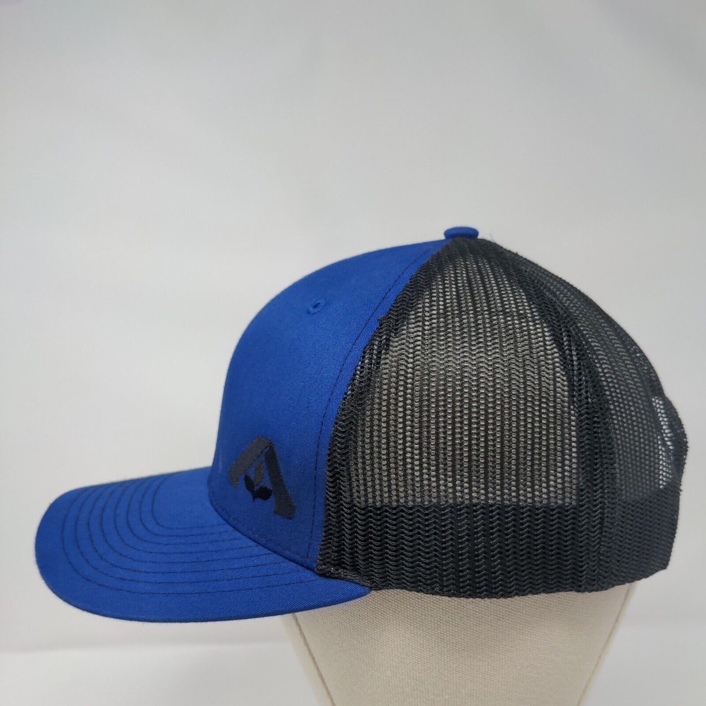 Richardson Snapback Trucker Hat Blue One Size Adjustable Embroidered Mesh Back