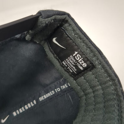 Nike 5 Panel Black Hat One Size Rope Golf Snapback Green Underbrim Patch Swoosh
