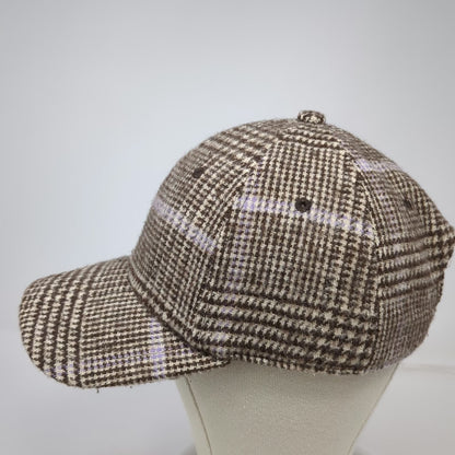 A New Day Baseball Cap Brown One Size Glen Plaid Purple Strapback Buckle Hat