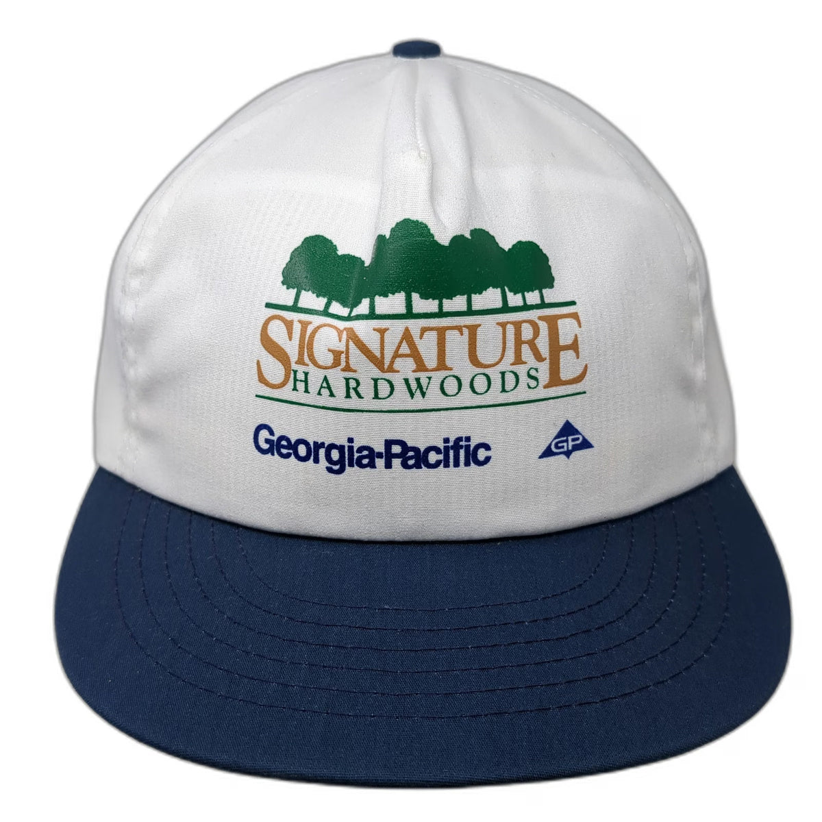 OWNCO Georgia-Pacific Hardwoods 5 Panel White Blue Vintage Snapback Hat Trees