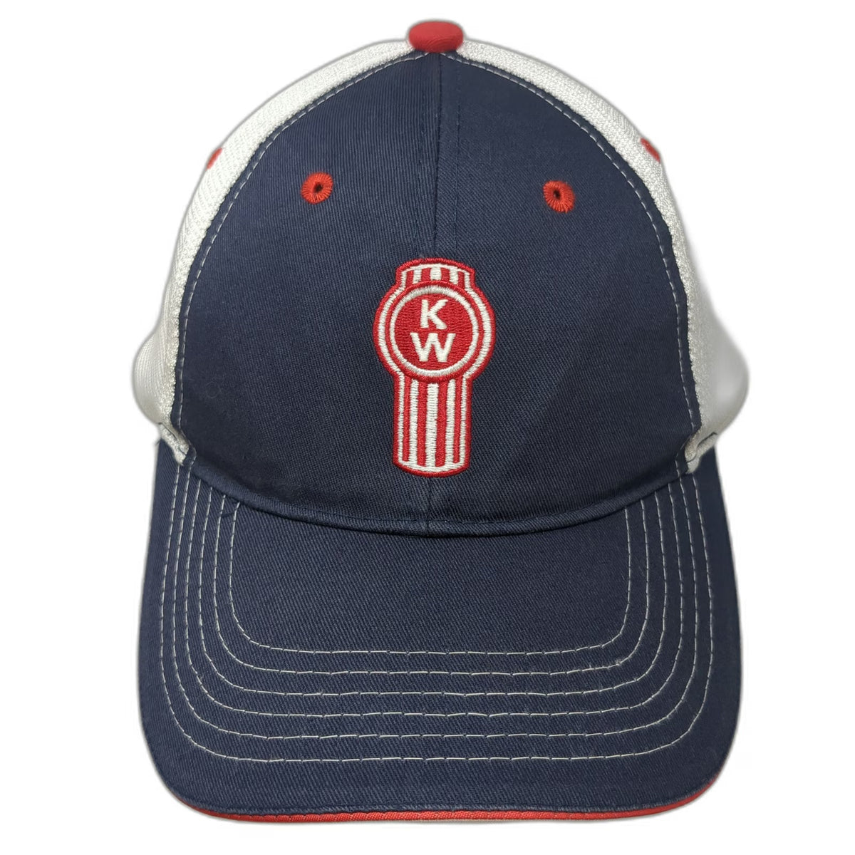 Kenworth Baseball Cap Blue White Red One Size Mesh Back Logo Strapback Truck Hat