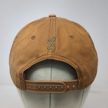 Browning Snapback Hat Brown One Size Leather Look Flag Patch Buckmark Logo