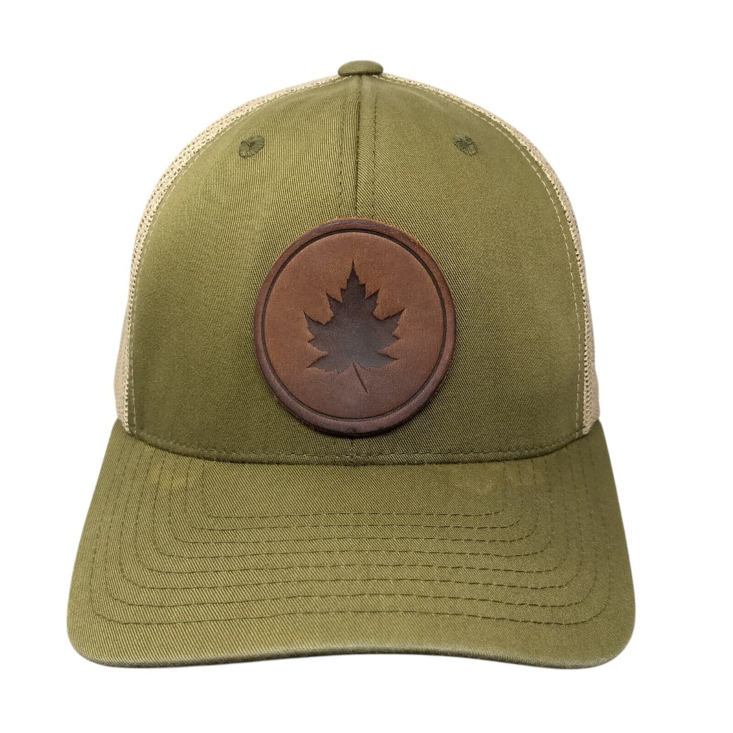 Maple Leaf Leather Patch Snapback Trucker Hat Multi OSFA Mesh Back