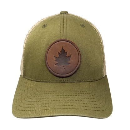 Maple Leaf Leather Patch Snapback Trucker Hat Multi OSFA Mesh Back