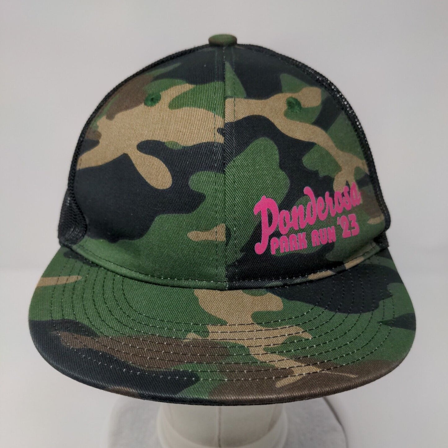 Ponderosa Park Run '23 Snapback Trucker Hat Camouflage OSFA Mesh Back