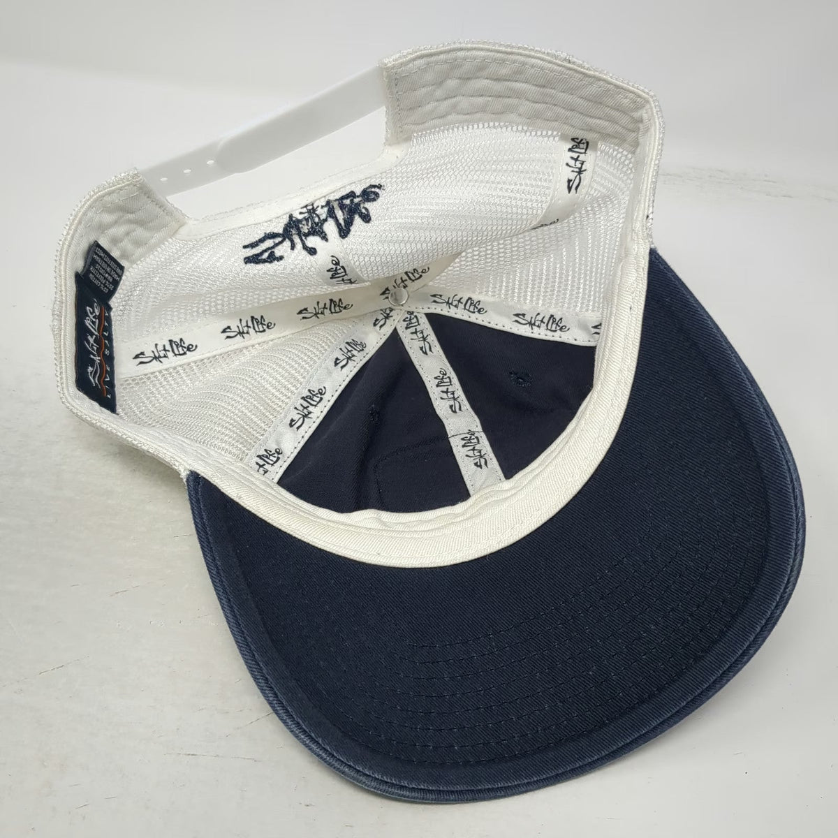 Salt Life Trucker Hat Blue One Size American Flag Mesh Snapback Fish Logo Shield