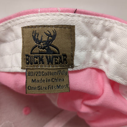 American Flag Strapback Hat Pink OS Adjustable Embroidered Patriotic Buck Wear