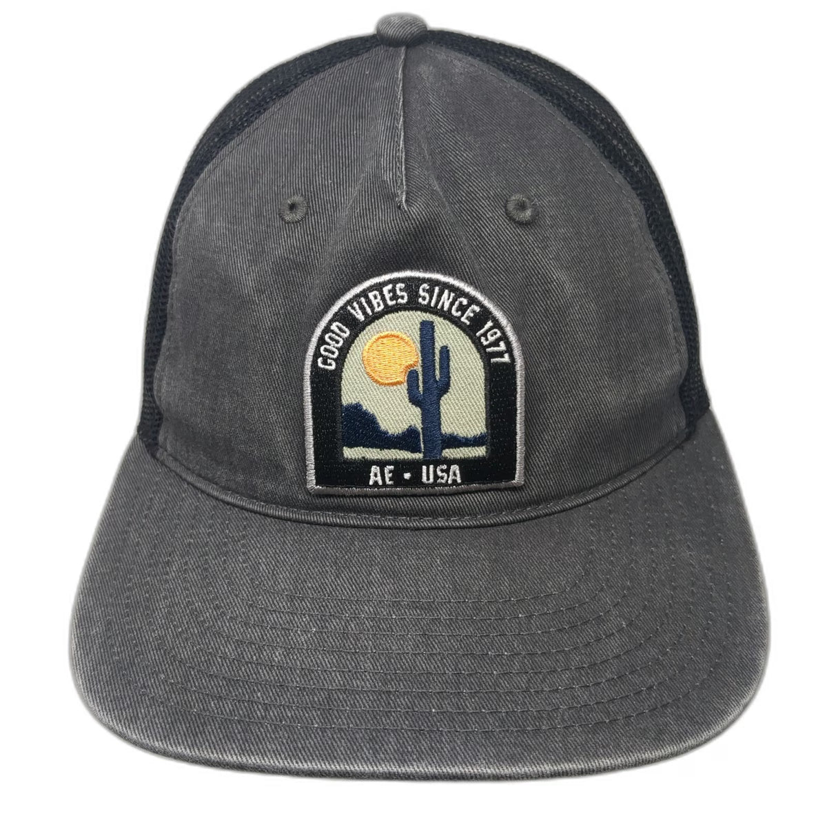 American Eagle Trucker Hat Gray One Size Mesh Snapback Green Under Visor Patch