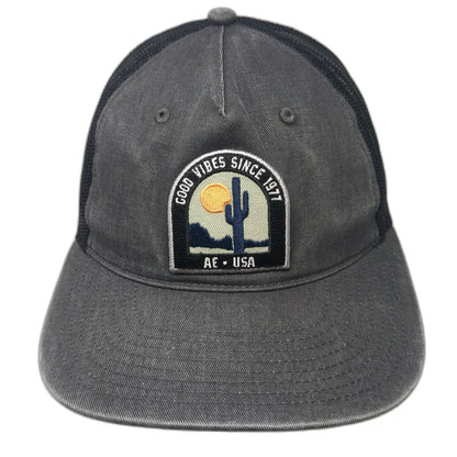 American Eagle Trucker Hat Gray One Size Mesh Snapback Green Under Visor Patch