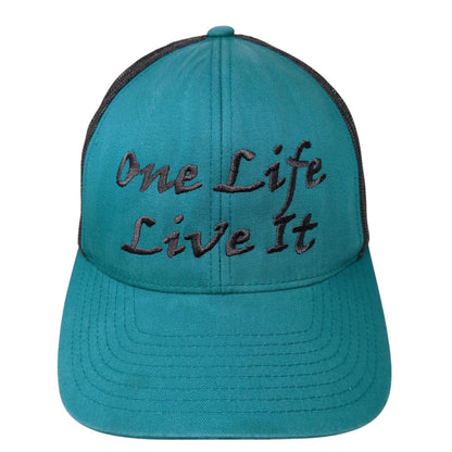 One Life Live It Snapback Trucker Hat Green One Size Mesh Back 6 Panel