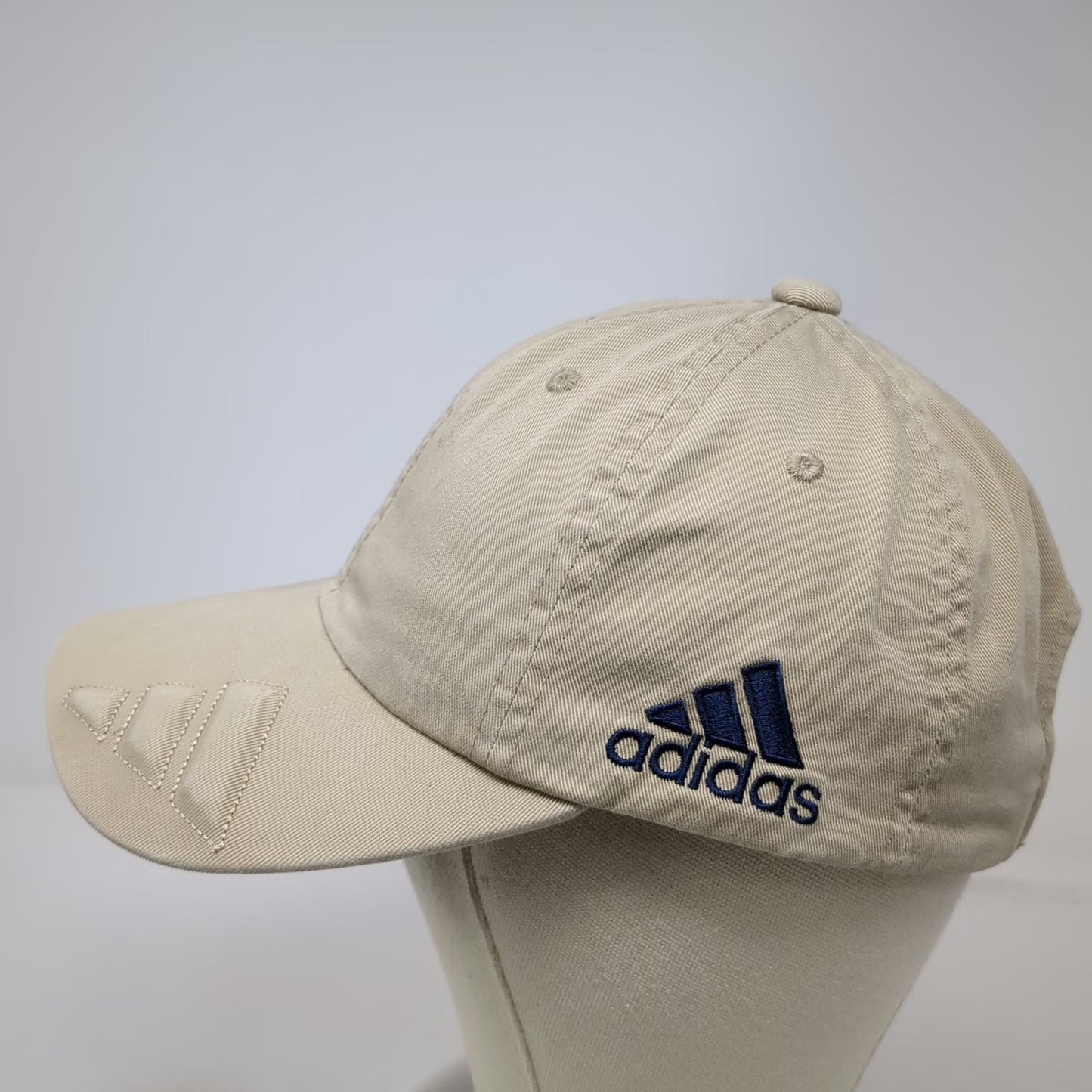 Adidas Baseball Cap Beige One Size Cotton Tonal Brim Logo Adjustable Strap Hat