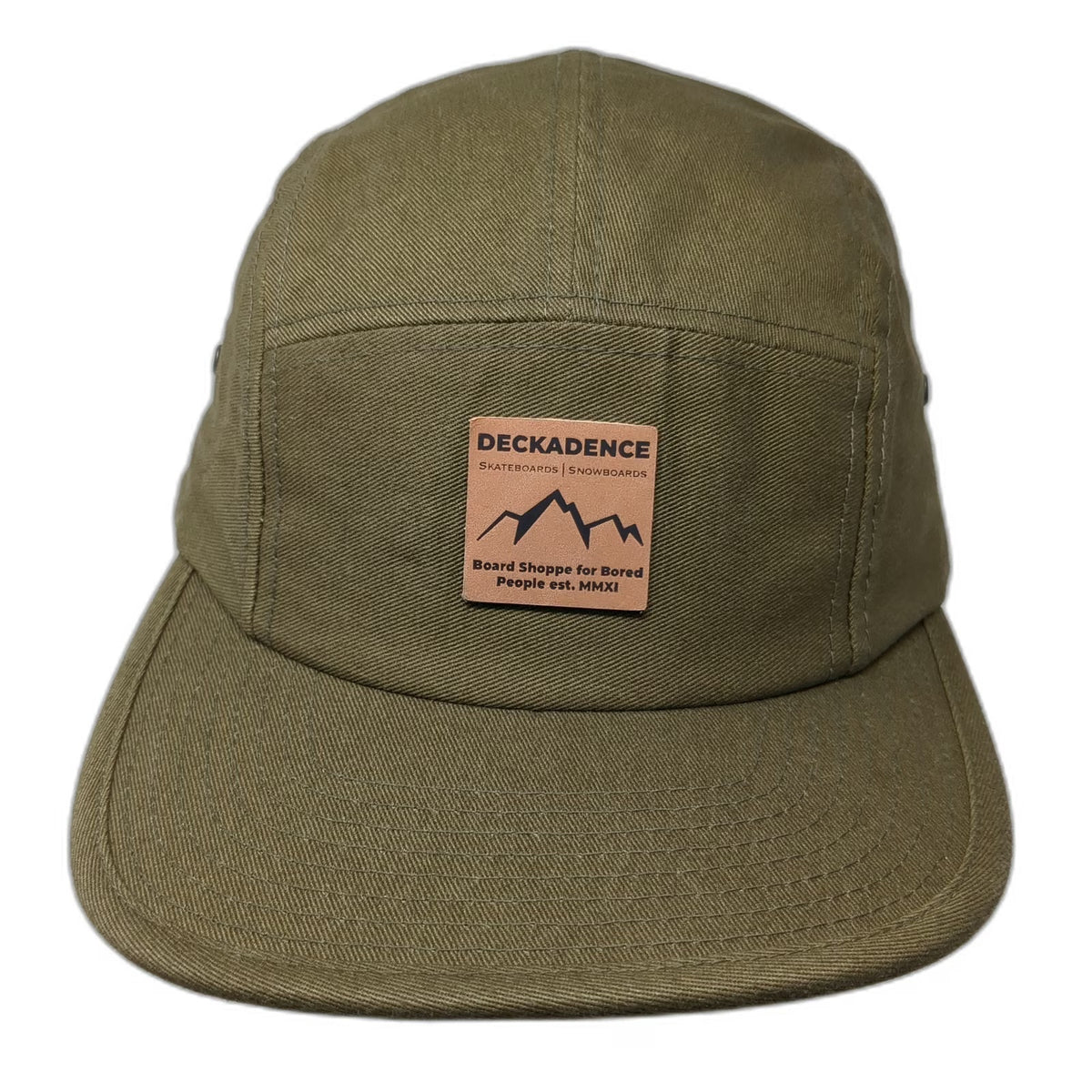 Deckadence 5 Panel Green Hat One Size Strapback Mountain Patch Skate Snowboard