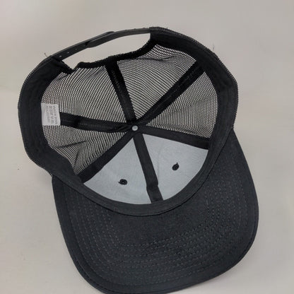 Mountain Snapback Mesh Back Trucker Hat Black One Size Solid 6 Panel