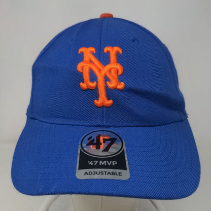 47 Brand Men's Strapback Hat Blue OSFA Embroidered New York Mets Logo MLB