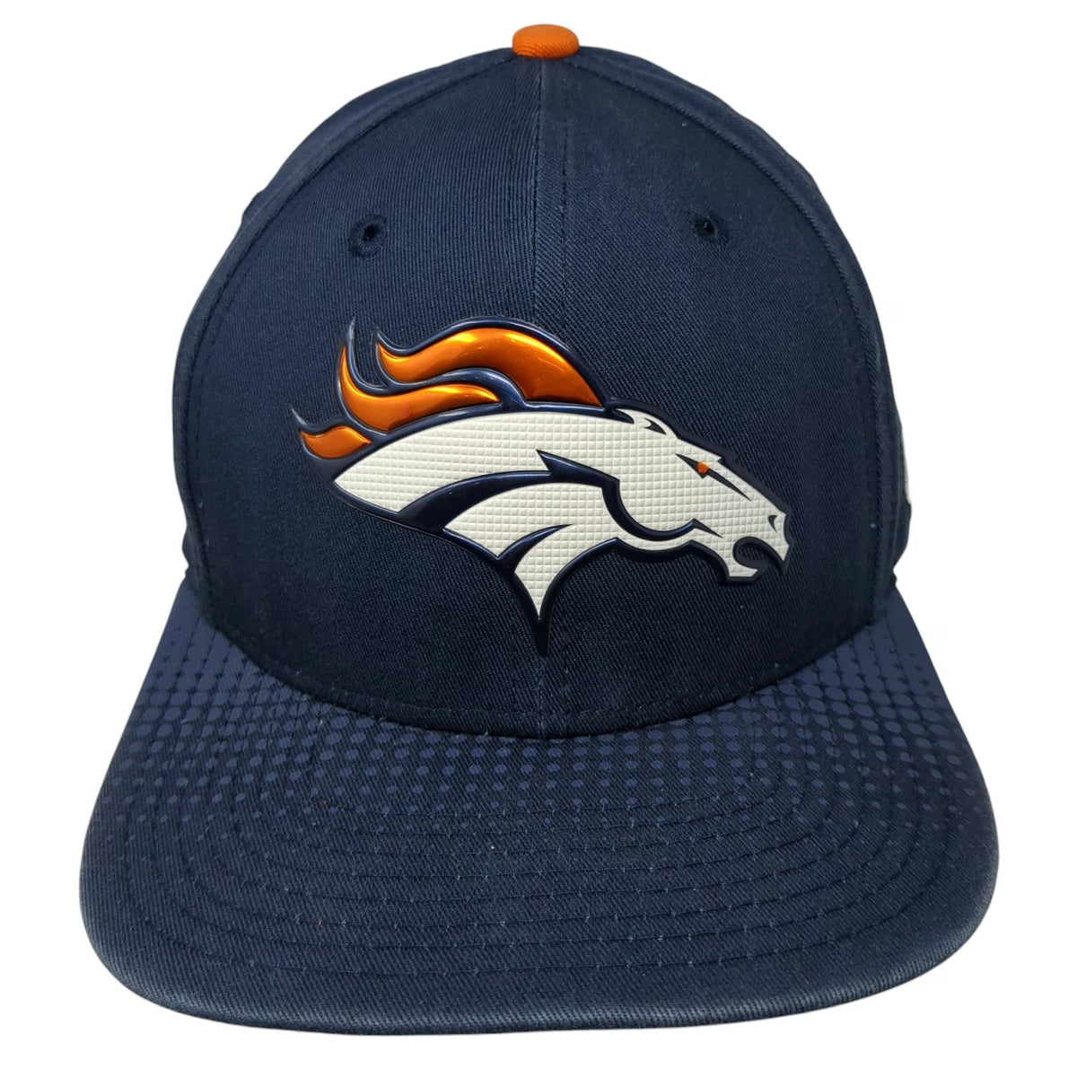 Denver Broncos NFL New Era Hat Blue OS 9FIFTY Snapback Textured Brim Orange