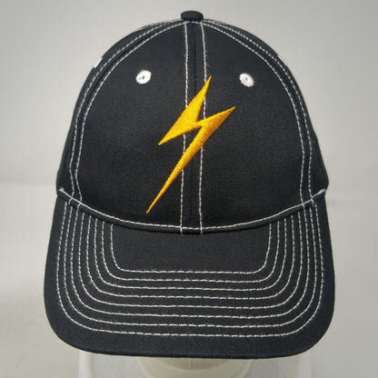 Baseball Cap Black Yellow Green OSFM Lightning Bolt Platt Contrast Stitch Hat