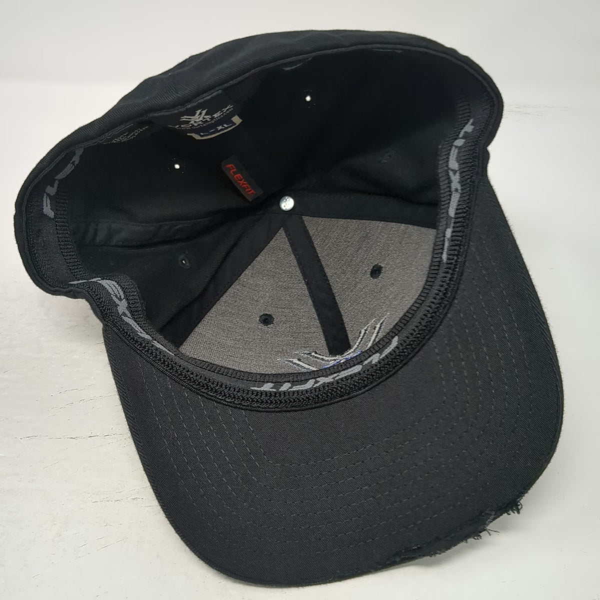 Vortex Baseball Cap Black XL Flexfit Structured Embroidered Logo Distressed Hat