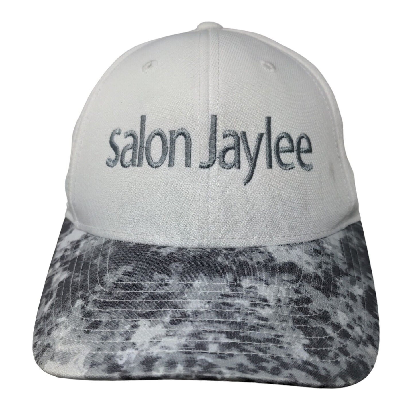 Sport Tek Women's Strapback Hat Gray White Salon Jaylee Embroidered Logo