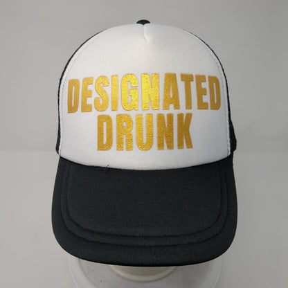 Designated Drunk Snapback Trucker Hat Black OS Adjustable Mesh Back 6 Panel