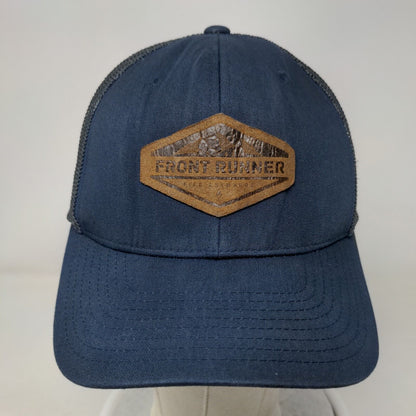 Front Runner Leather Patch Fitted Mesh Back Trucker Hat Blue One Size
