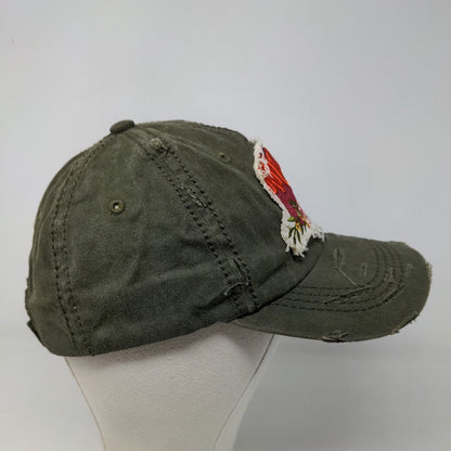 4350 District Women's Strapback Hat Green Embroidered Mama Bear Logo Cotton