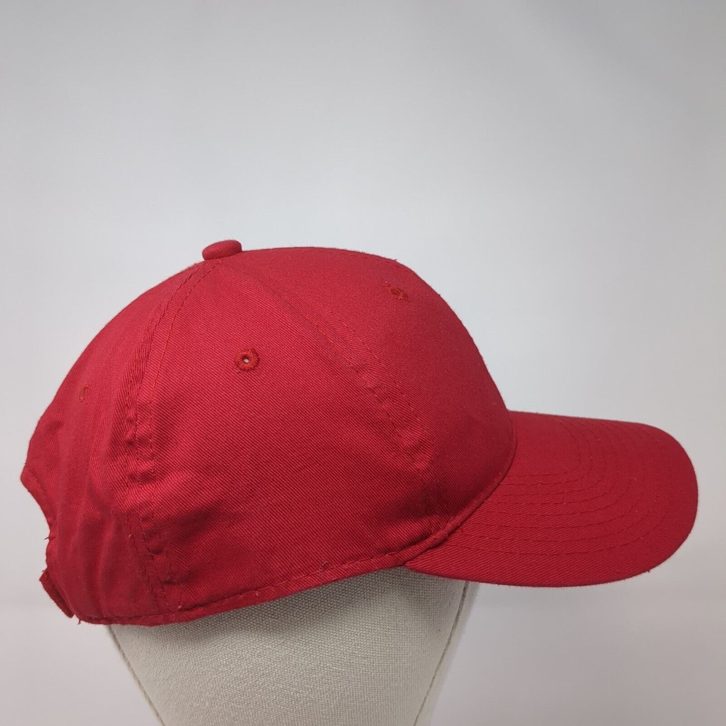 Outdoor Cap Strapback Hat Red One Size Solid Adjustable 6 Panel Logo