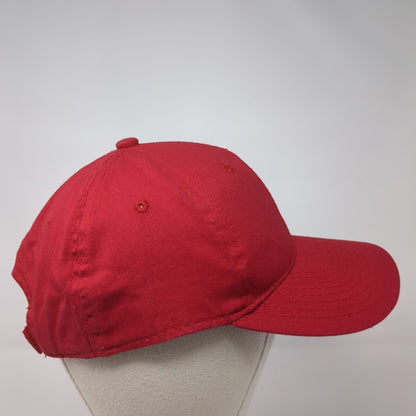 Outdoor Cap Strapback Hat Red One Size Solid Adjustable 6 Panel Logo