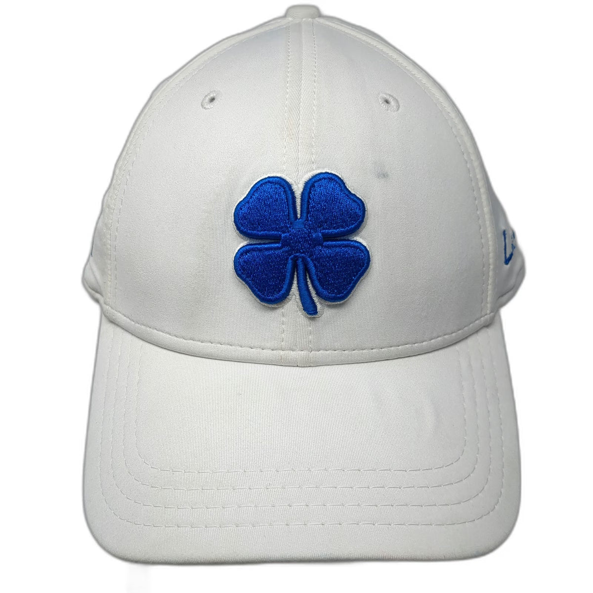 Black Clover Baseball Cap White XL Blue Bailey Creek Live Lucky Stretch Fit Hat