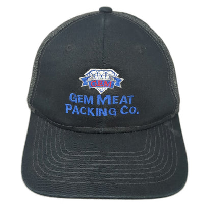 Port Authority Trucker Hat Black One Size Gem Meat Packing Co Logo Mesh Snapback