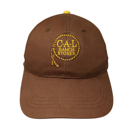 C-A-L Ranch Stores Strapback Hat Brown One Size Adjustable Embroidered