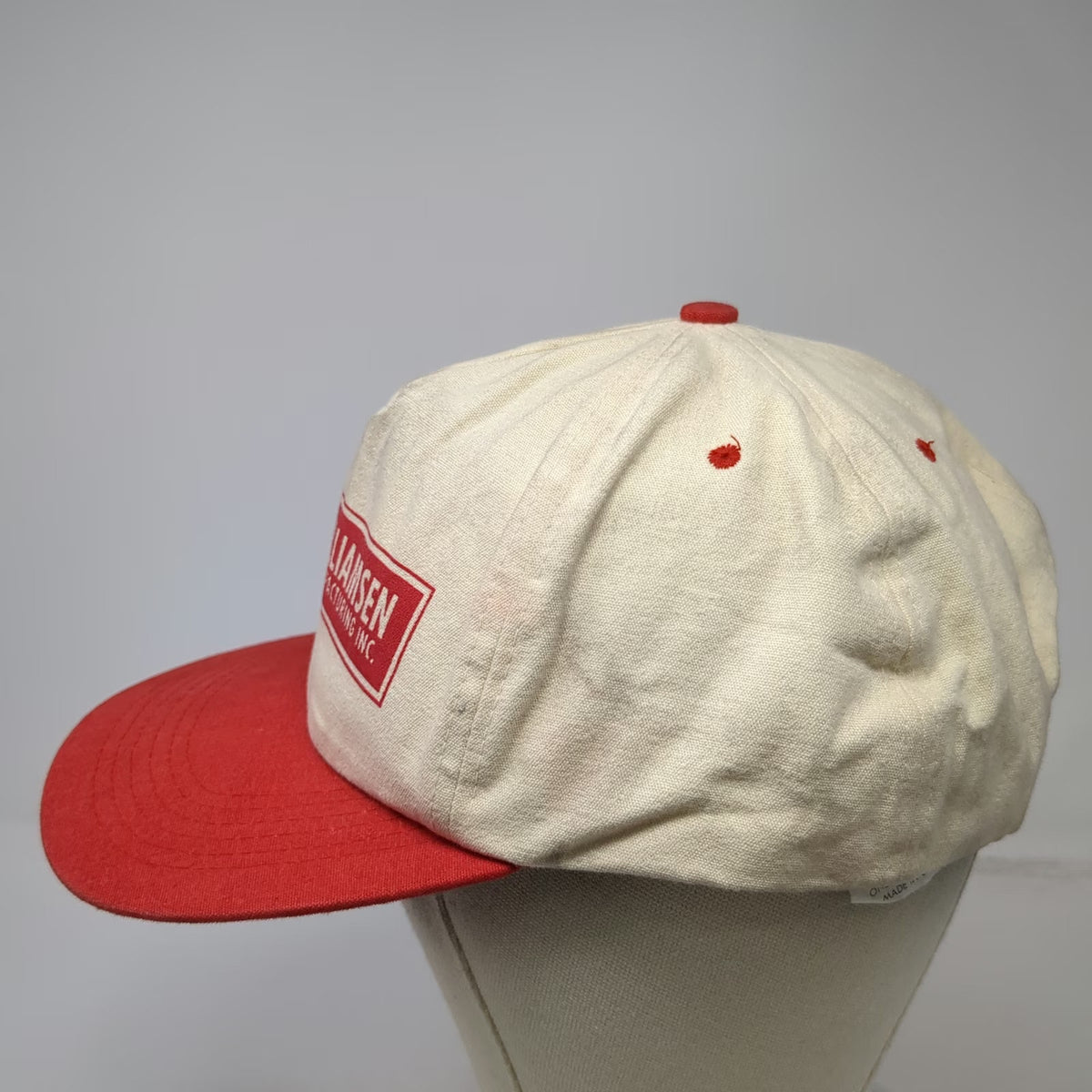 Cameo 5 Panel Beige Red Hat One Size Williamsen Manufacturing Snapback Workwear
