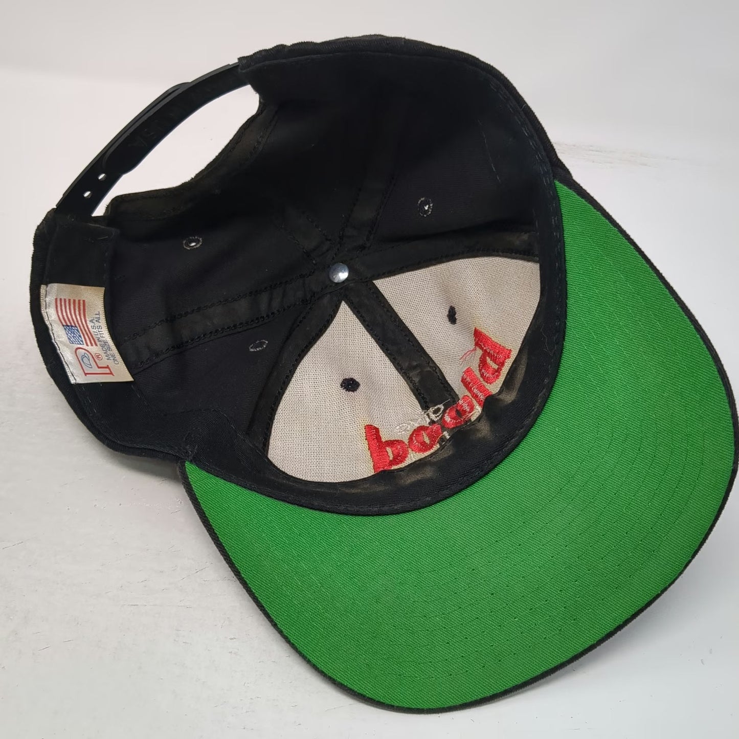 Paramount Snapback Hat Black Vintage Give Blood Play Hockey Green Underbrim