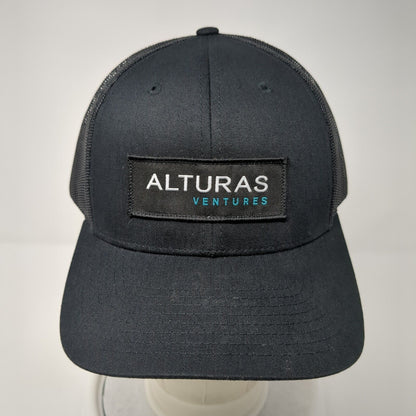 Alturas Ventures Patch Snapback Trucker Hat Black M/L Mesh Back Solid