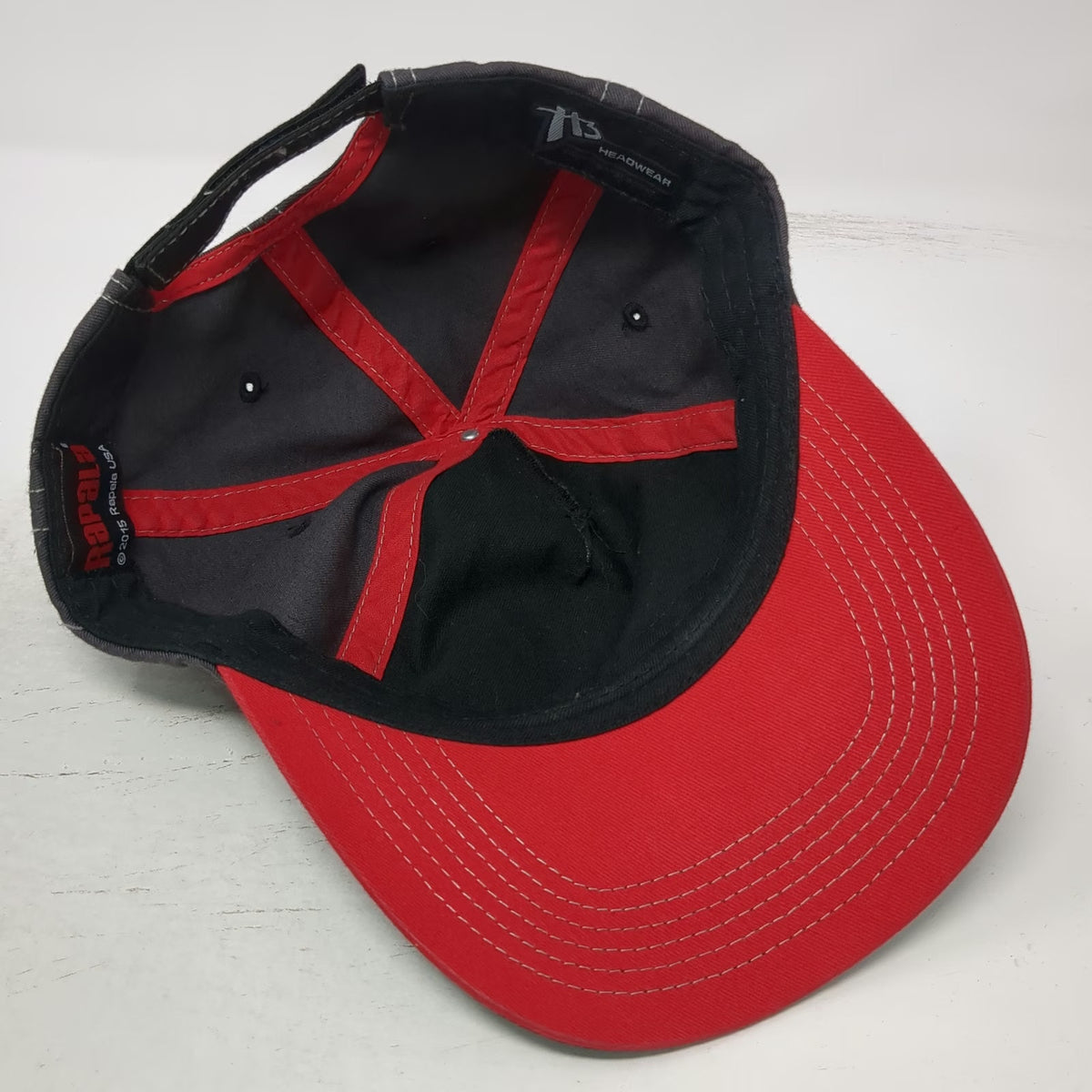 Rapala 5 Panel Black Hat One Size Embroidered Logo Adjustable Fishing Lure Cap