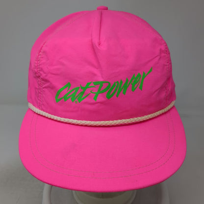 Tomkin 5 Panel Pink Hat Rope Snapback Green Cat Power Graphic USA Nylon Vintage