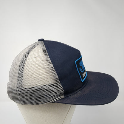 Black Label Snapback Mesh Back Trucker Hat Embroidered Logo Elephant Logo Blue