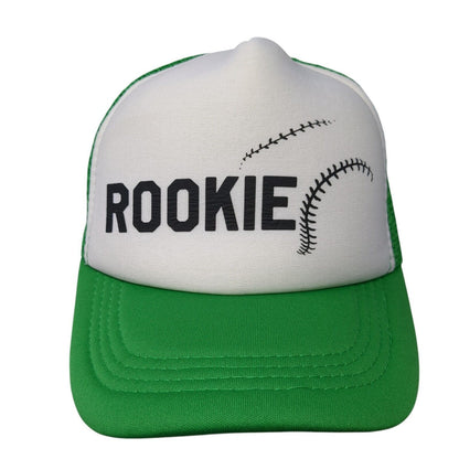 Rookie Snapback Trucker Hat Green One Size Adjustable Mesh Back 6 Panel