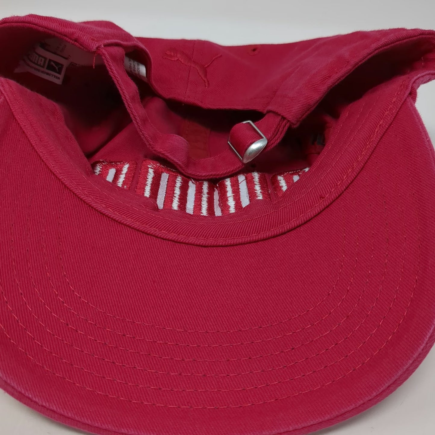 Puma Baseball Cap Red One Size Raised Embroidery Slideback Logo Hat Cotton