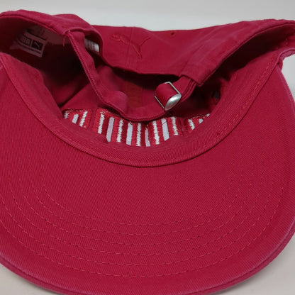 Puma Baseball Cap Red One Size Raised Embroidery Slideback Logo Hat Cotton