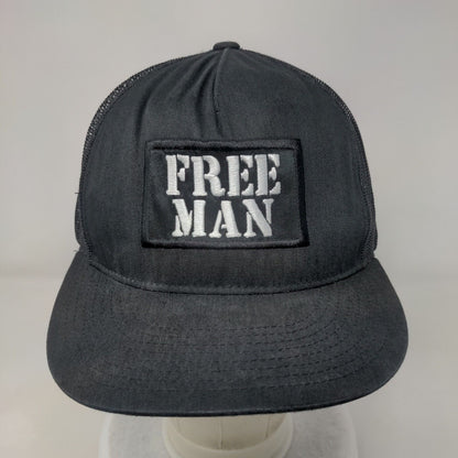 Free Man Snapback Mesh Back Trucker Hat Black One Size Embroidered