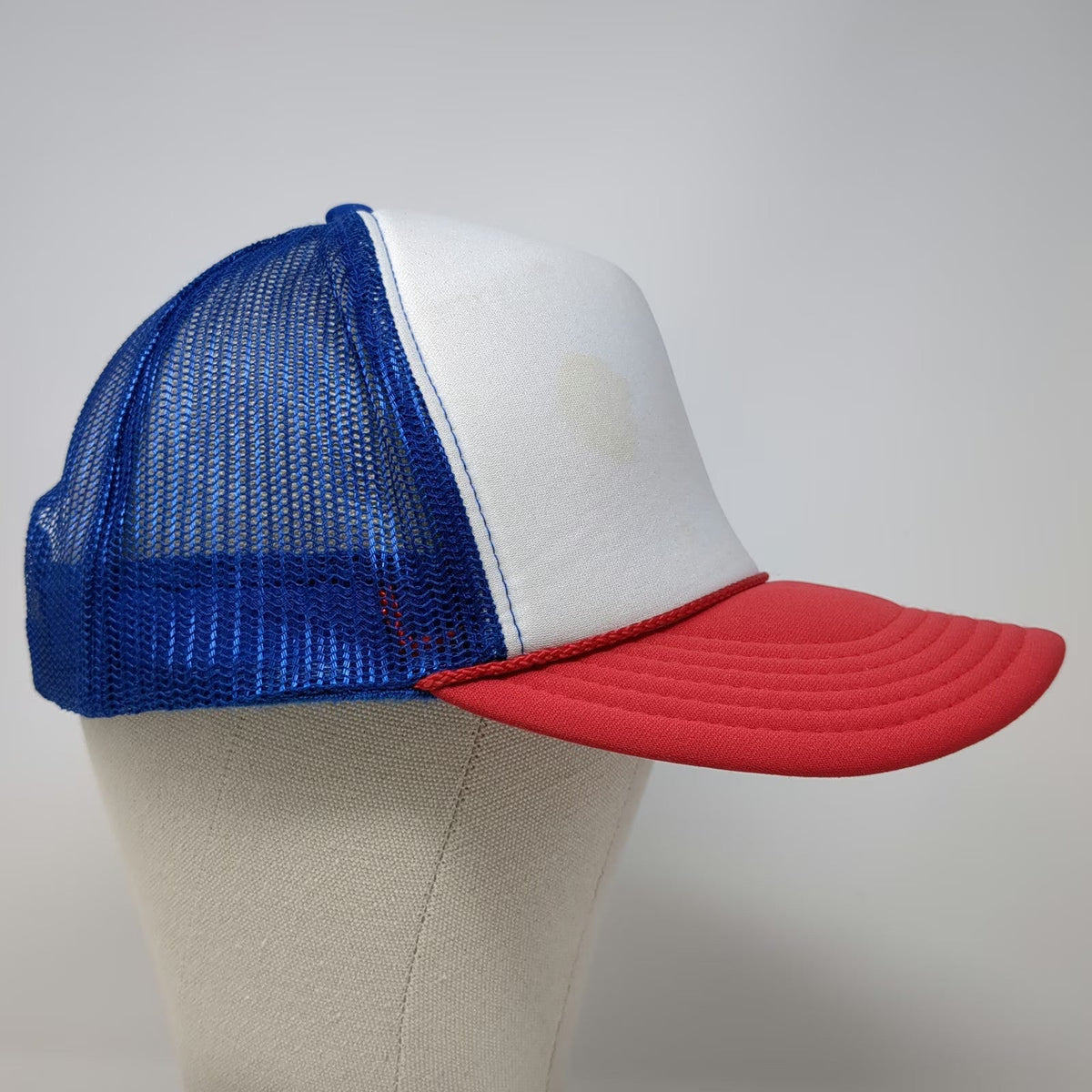 Otto Trucker Hat One Size White Blue Red June Lake Brewing Bat Mesh Foam Rope