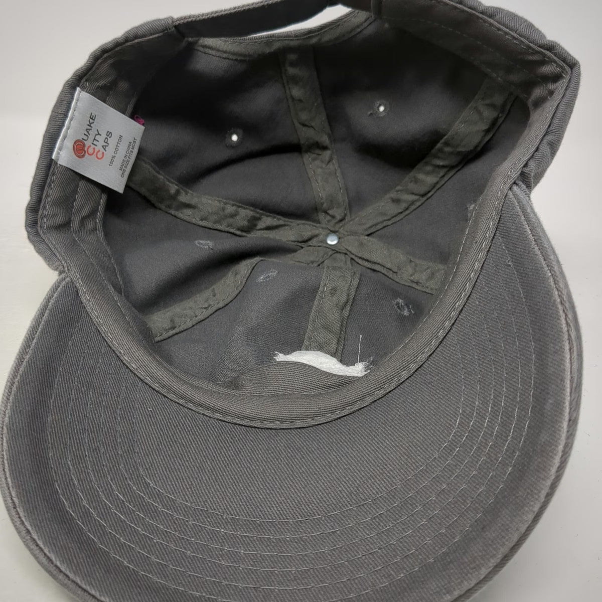 Quake City Caps Intuit Logo Patch Gray Baseball Cap OSFM Slideback Hat Cotton