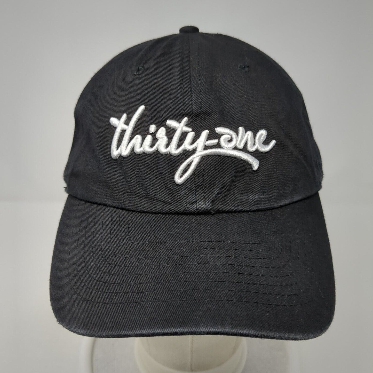 Thirty-One Slideback Hat Black One Size Adjustable Embroidered Vented Holes