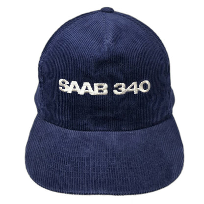 Saab 340 Yupoong Trucker Blue One Size Corduroy Snapback Hat Aviation Airplane