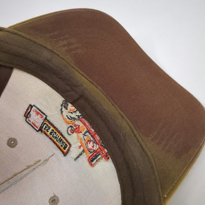 Les Schwab 5 Panel Brown One Size Tractor Embroidery Mesh Strapback Farmers hat