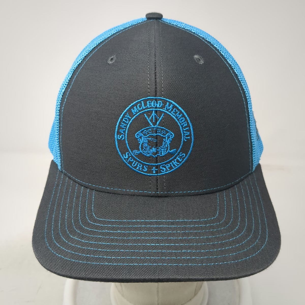 Richardson Trucker Hat Black Blue One Size Sandy McLeod Spurs Spikes Mesh Hat