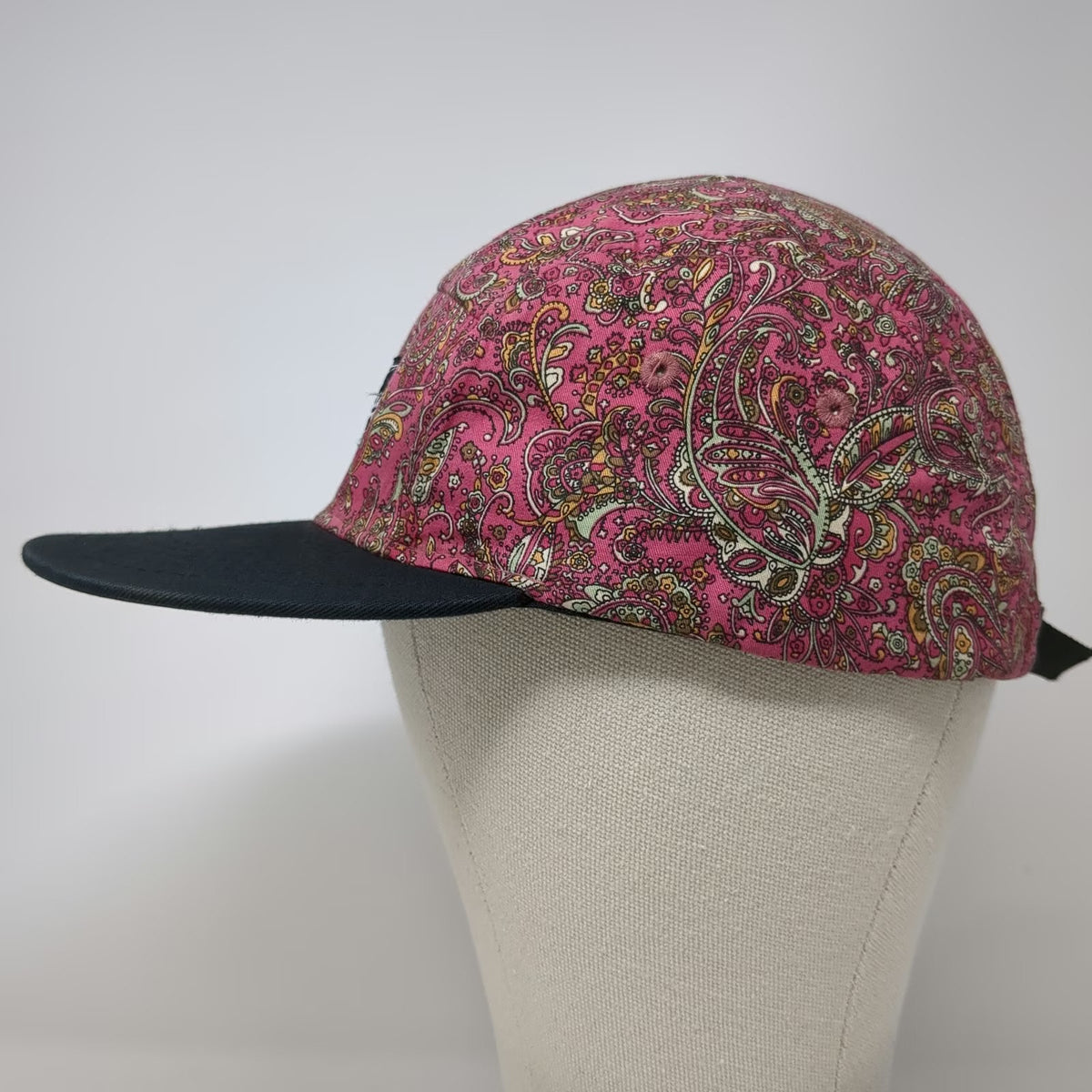 The Way 5 Panel Pink Paisley Hat One Size Strapback Flat Brim Patch Floral