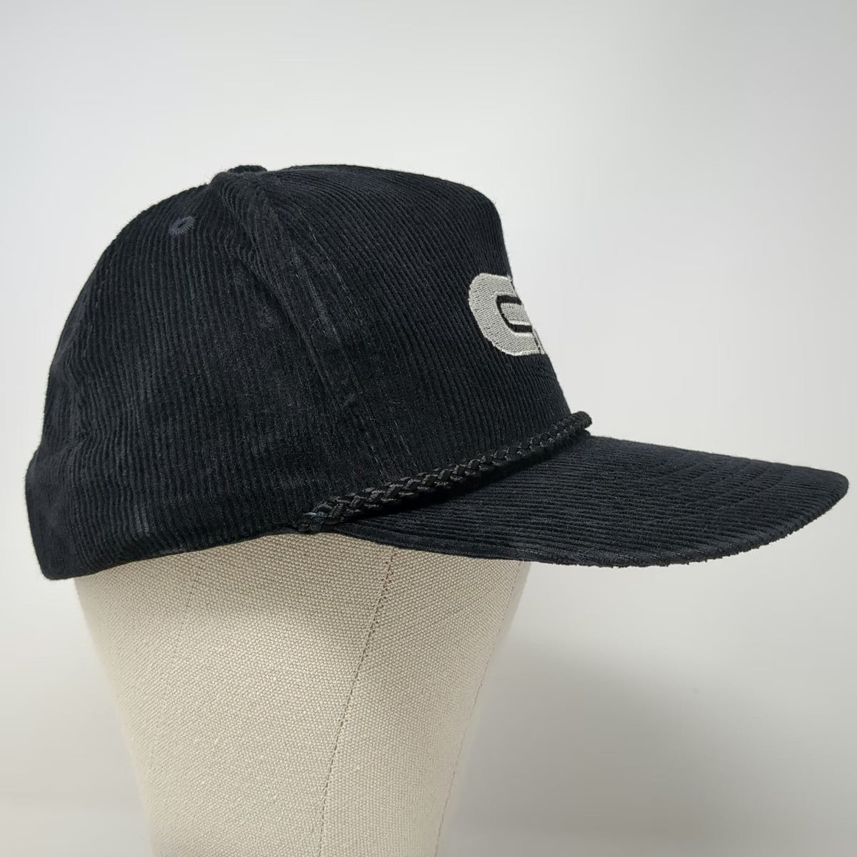 Tonkin Inc. 5 Panel Black Hat One Size Corduroy Rope CF Snapback Cotton Logo Cap
