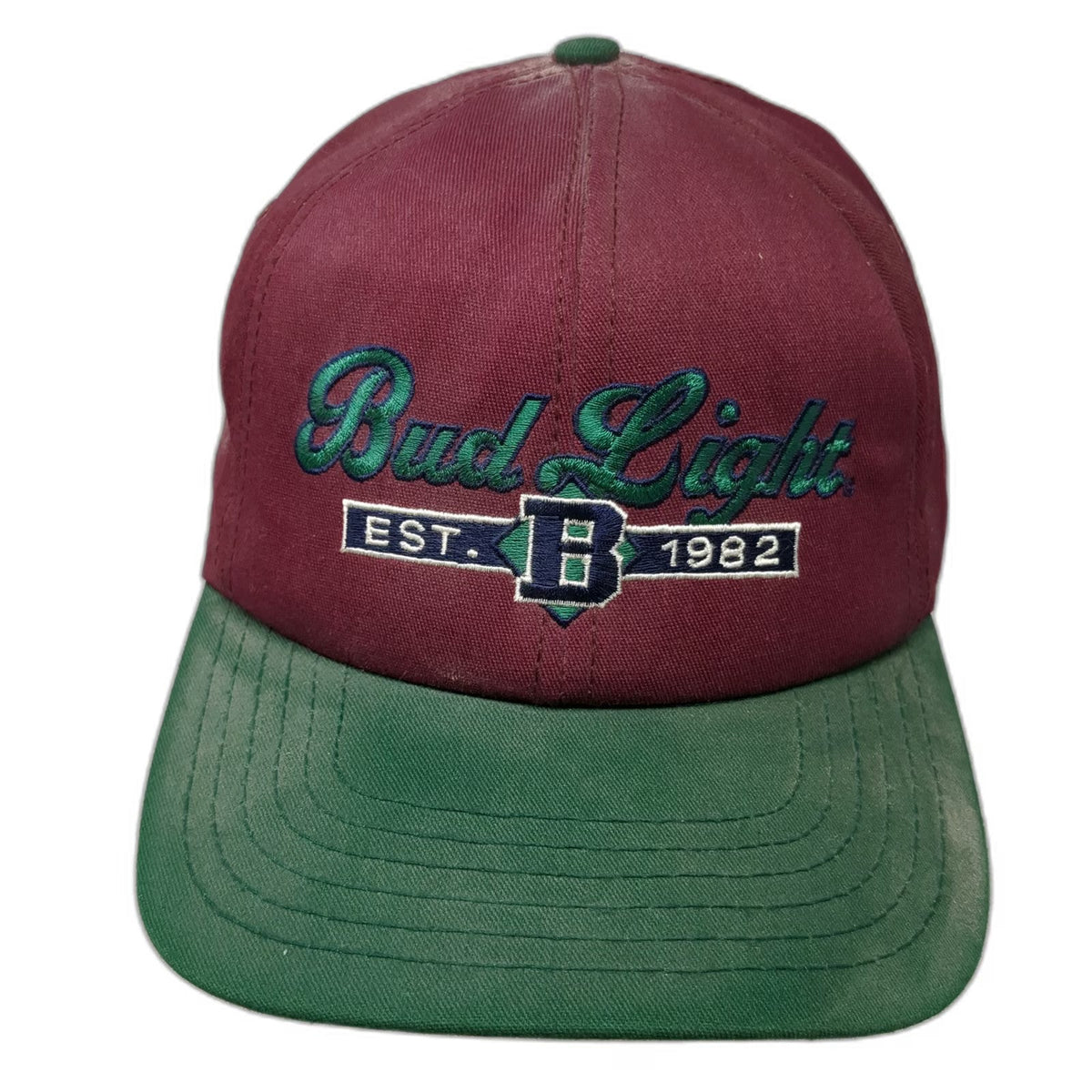Bud Light Red Green Hat Snapback One Size Beer Logo Embroidered Anheuser Busch